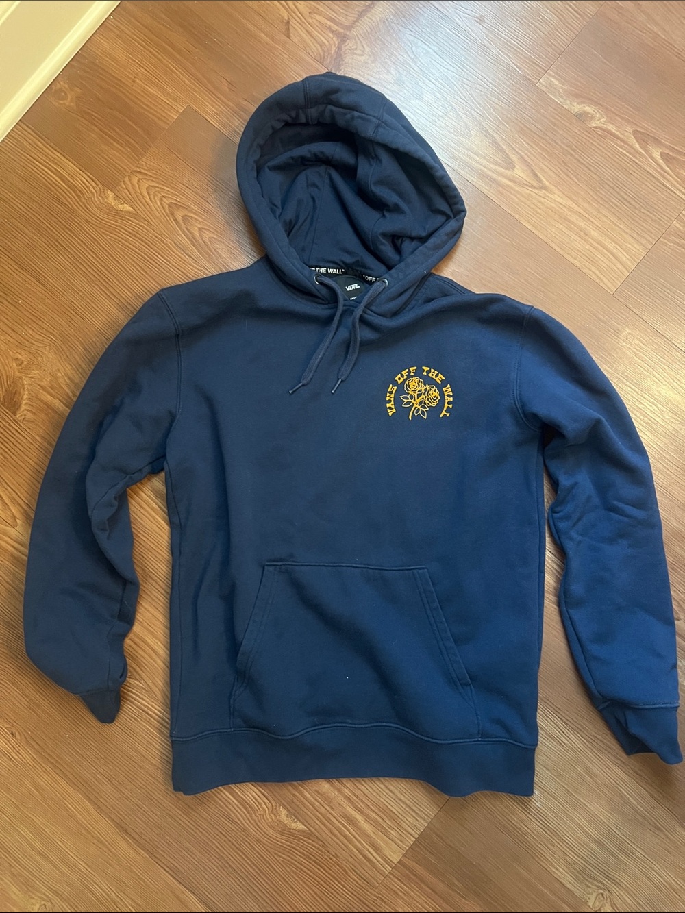 Vans Navy Hoodie with Yellow Chest Graphic